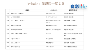 「rebake」(2020.3.18)　加盟店一覧20